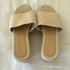 Women's Cream Slide Sandals
